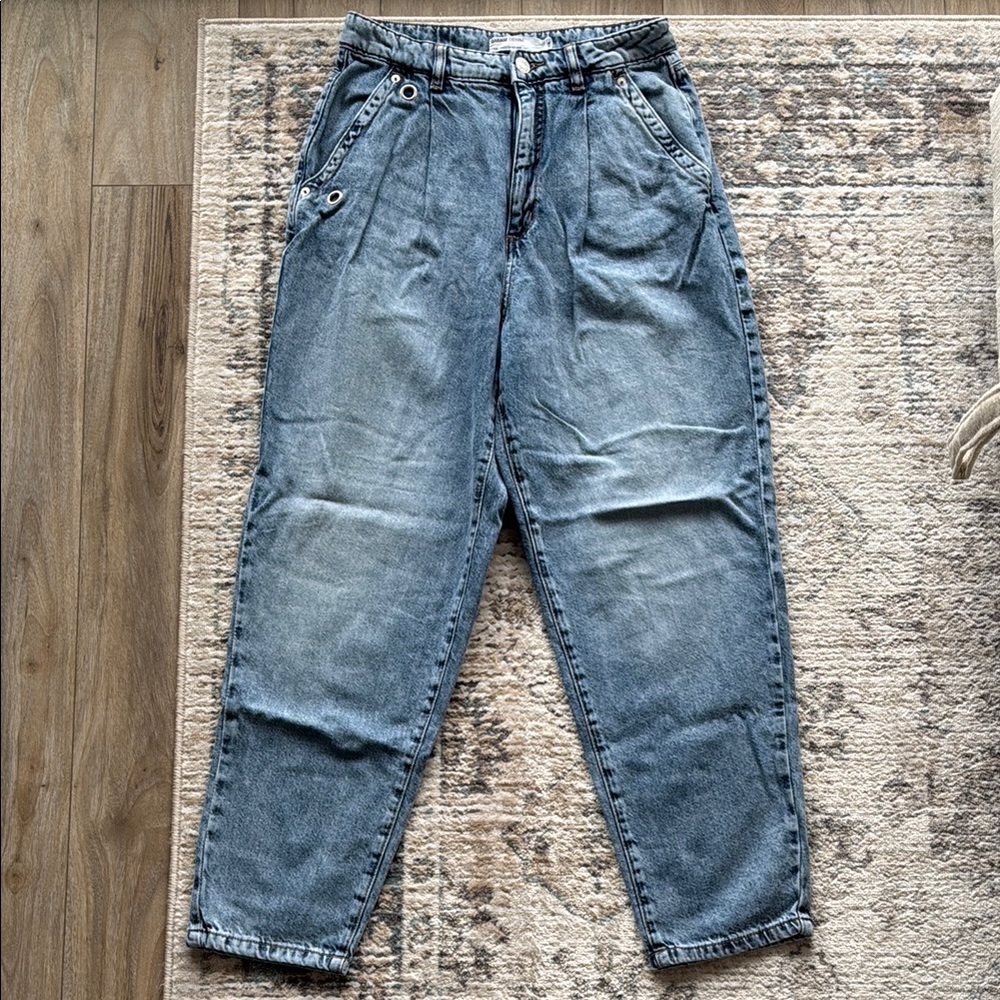 Garage Blue High Rise Jeans with Vintage Wash